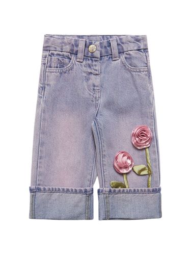 Jeans De Denim De Algodón Bordados - MONNALISA - Modalova