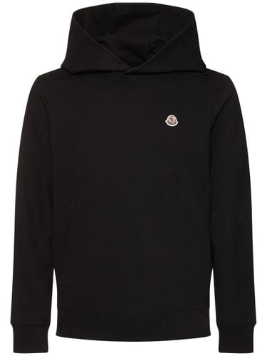 Logo Patch Cotton Hoodie - MONCLER - Modalova