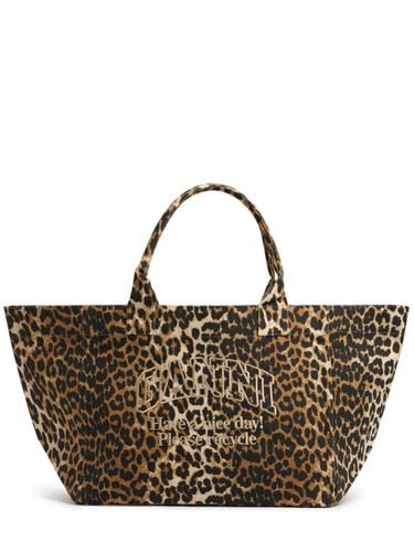 Xxl Leopard Print Tote - GANNI - Modalova