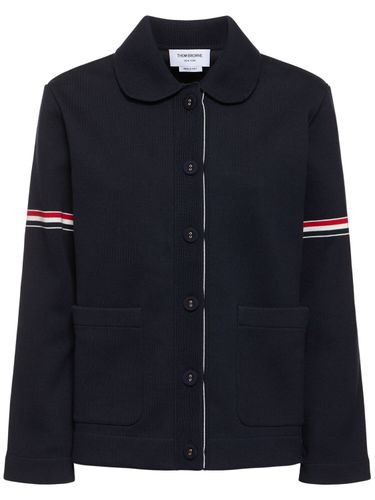 Bonded Cotton Blend Knit Jacket - THOM BROWNE - Modalova