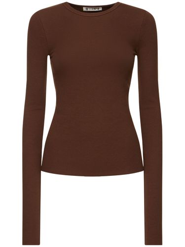 Fitted Long Sleeve Jersey Top - ÉTERNE - Modalova