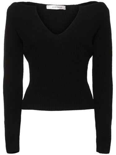 Caeli Cotton Knit V-neck Sweater - AYA MUSE - Modalova