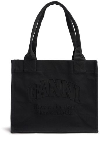 Large Easy Recycled Cotton Tote Bag - GANNI - Modalova