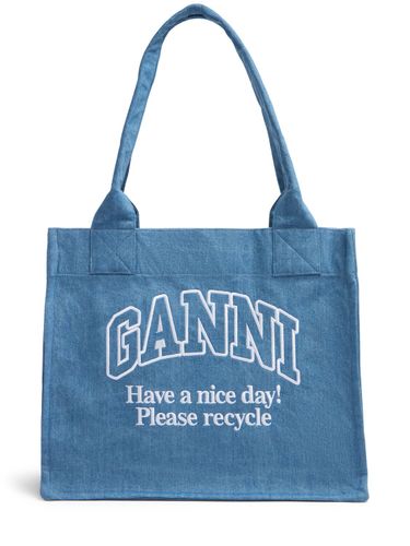 Large Easy Denim Tote Bag - GANNI - Modalova