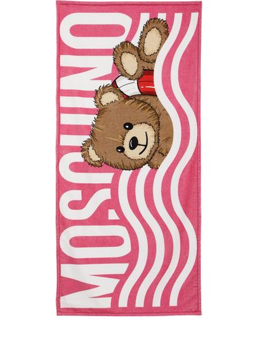 Toalla De Algodón De Rizo Estampada - MOSCHINO - Modalova