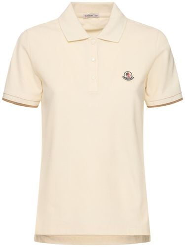 Cotton Piquet Polo Shirt - MONCLER - Modalova