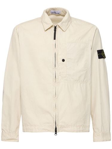 Zipped Cotton Overshirt - STONE ISLAND - Modalova