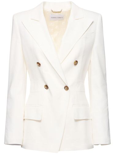 Linen Blend Double Breast Blazer - ALBERTA FERRETTI - Modalova