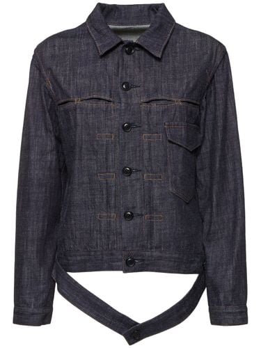 Loose Denim Paneled Tucked Jacket - YOHJI YAMAMOTO - Modalova