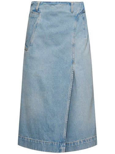 Denim Twill Wrap Detail Midi Skirt - VICTORIA BECKHAM - Modalova