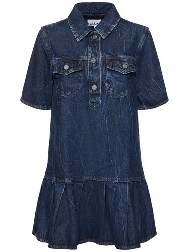 Crinkled Denim Mini Dress - GANNI - Modalova