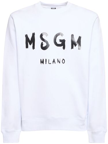 Logo Print French Terry Sweatshirt - MSGM - Modalova