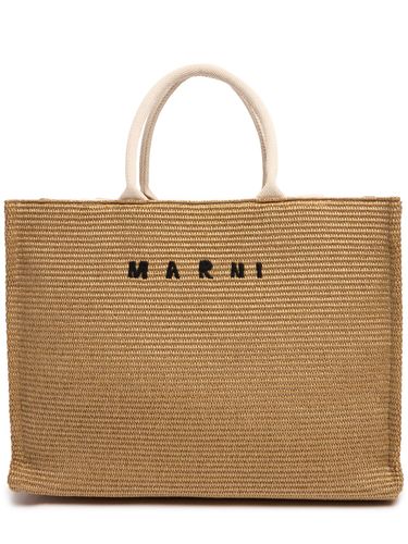 Bolso Tote Efecto Rafia Con Logo - MARNI - Modalova