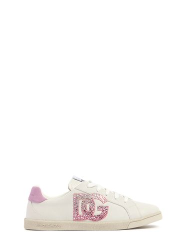 Sneakers De Piel Con Cordones Y Logo - DOLCE & GABBANA - Modalova