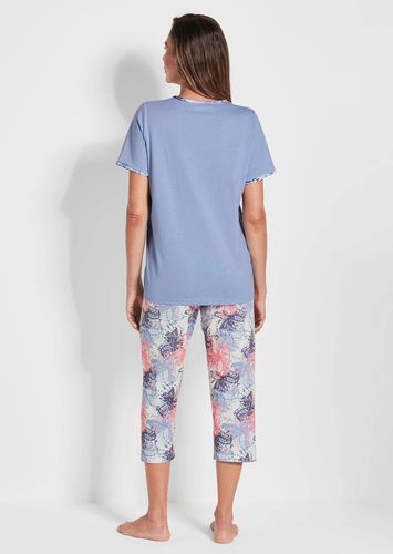 Pyjama mit Halbarm und 3/4-Hose - hellblau / koralle / gemustert - Gr. 18/19 von - Goldner Fashion - Modalova