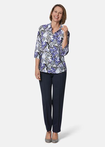 Hemdbluse mit durchgehender Knopfleiste - weiß / blau / gemustert - Gr. 19 von - Goldner Fashion - Modalova