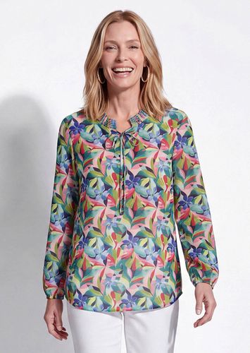 Farbenfrohe Bluse mit Bindebändern - / gemustert - Gr. 19 von Fashion - Goldner - Modalova
