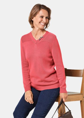 V-Pullover mit Schmuckelement - rosé - Gr. 19 von Fashion - Goldner - Modalova