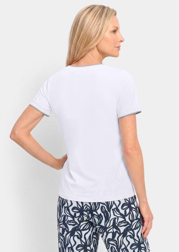 Viskose-Shirt mit Kontrastbündchen - Gr. 48 von Fashion - Goldner - Modalova