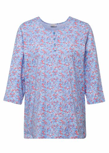 Pyjama mit 3/4-Ärmel und Rundhals - regattablau / koralle / geblümt - Gr. 36/38 von - Goldner Fashion - Modalova
