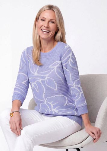 Strickpullover mit Blumenmuster - hellblau / weiß / gemustert - Gr. 24 von Fashion - Goldner - Modalova