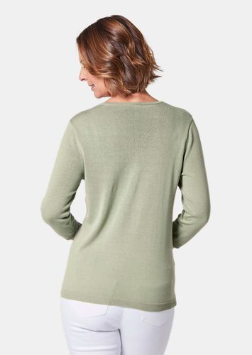 Unkomplizierter Pullover mit V-Ausschnitt - graugrün - Gr. 19 von Fashion - Goldner - Modalova