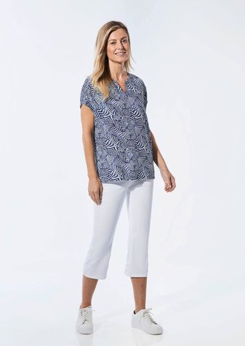 Bluse mit Tunika Ausschnitt - royalblau / weiß / gemustert - Gr. 19 von - Goldner Fashion - Modalova