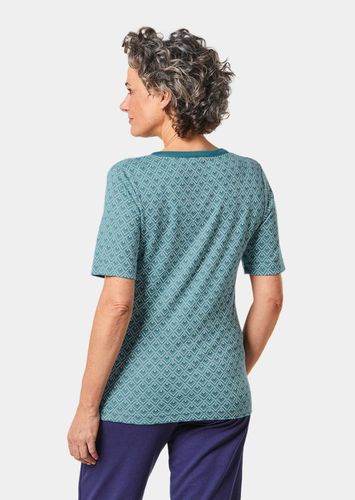 Halbarm-Shirt mit Reißverschluss - cremeweiß / mint / smaragd / gemustert - Gr. 20 von - Goldner Fashion - Modalova