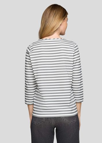 Ringelshirt mit glitzerndem Frontprint - cremeweiß / grau - Gr. 46 von Goldner Fashion - Rabe - Modalova
