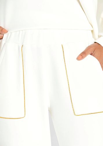 Jogginghose mit Schmuckborte - cremeweiß - Gr. 46 von Fashion - Goldner - Modalova