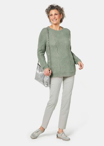 Pullover in Rippenoptik und Ajourdetails - dunkelgrün / gemustert - Gr. 19 von - Goldner Fashion - Modalova