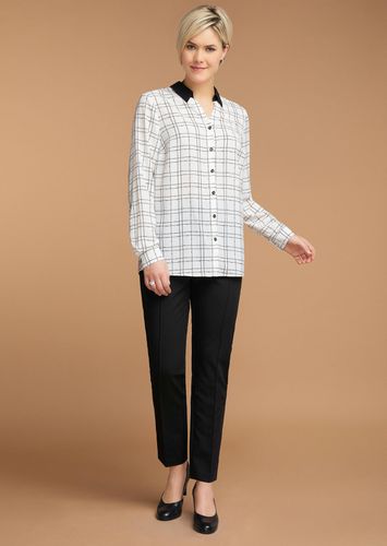 Hochwertige Karobluse mit klassischem Hemdkragen - weiß / gemustert - Gr. 19 von - Goldner Fashion - Modalova