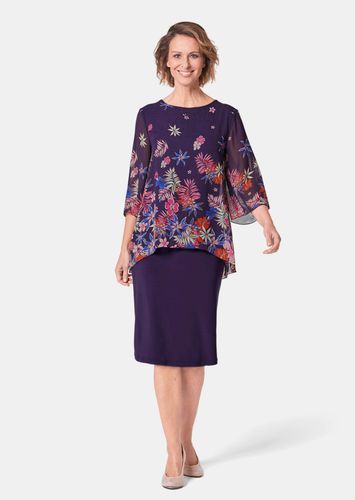 Kleid mit floralem Chiffonüberwurf - / gemustert - Gr. 22 von - Goldner Fashion - Modalova