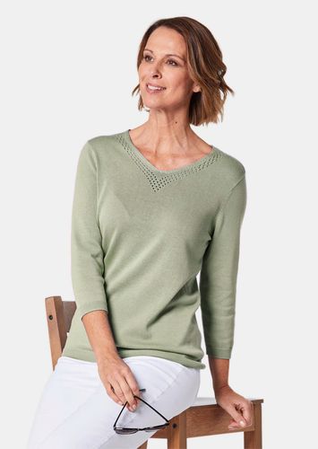 Unkomplizierter Pullover mit V-Ausschnitt - graugrün - Gr. 22 von Fashion - Goldner - Modalova