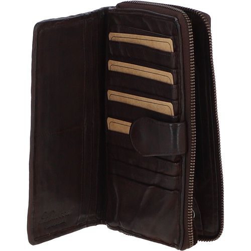 Vintage Woven Leather Zip Around 22 Card Coin Note Purse: D-84 Dark Brown NA - Ashwood Handbags - Modalova
