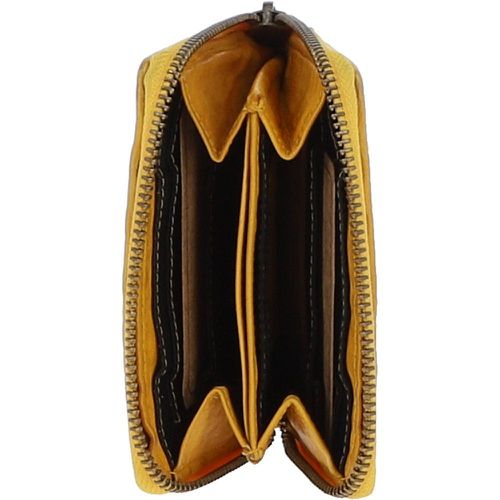 Vintage Woven Leather Zip Around 6 Card Coin Purse: D-80 Yellow NA - Ashwood Handbags - Modalova