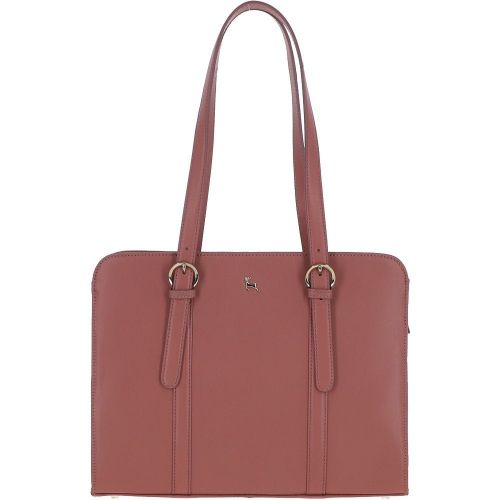 Ashwood Zip Top Patent Leather Handbag: A4 Buckle Salmon - Ashwood Handbags - Modalova