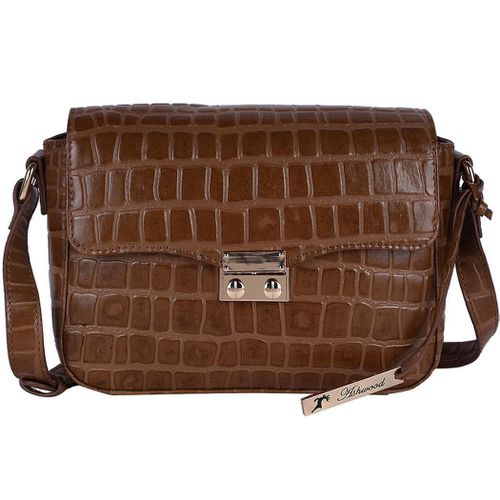 Apos;Elegance&apos; Croc Embossed Leather Cross Body Bag: C-50 Tan/croc NA - Ashwood Handbags - Modalova