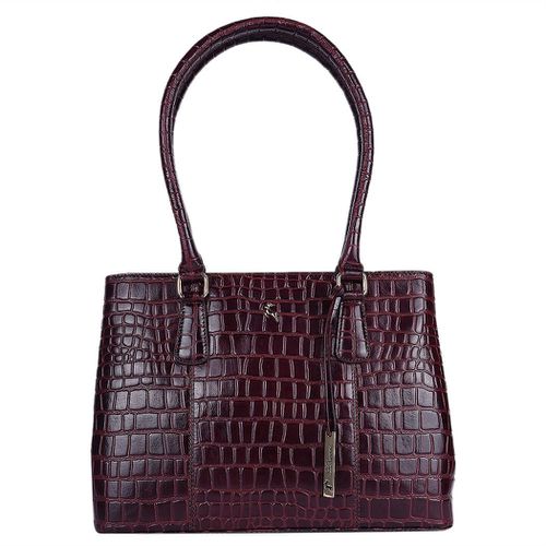 Ashwood Leather Crocodile Print Two Section With Mid Purse Bag: C-54 Bordeaux NA - Ashwood Handbags - Modalova