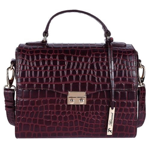 Ashwood Leather Crocodile Print Shoulder Bag: C-55 Bordeaux NA - Ashwood Handbags - Modalova