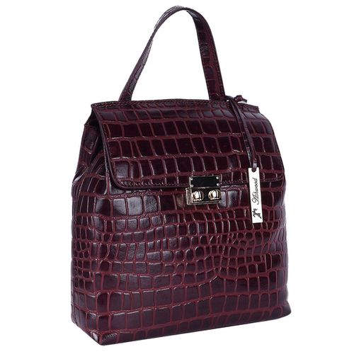 Ashwood Crocodile Print Leather Backpack: C-51 Bordeaux NA - Ashwood Handbags - Modalova