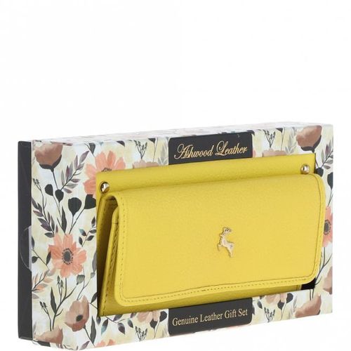 Card RFID Protected XL Leather Purse: J-54 Aurora Yellow NA - Ashwood Handbags - Modalova