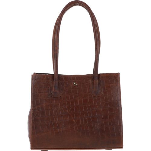 Ashwood Two Section Croc Print Leather Handbag Cognac: L-76 Cognac - Ashwood Handbags - Modalova