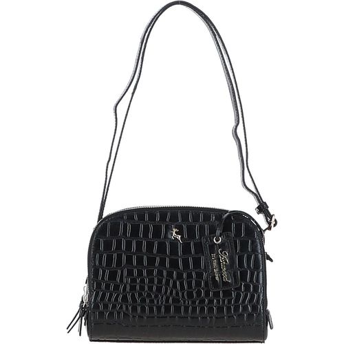 Apos;Classy&apos; Croc Embossed Leather Three Section Cross Body Bag: 63789/C-57 Black/croc NA - Ashwood Handbags - Modalova