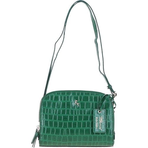 Apos;Classy&apos; Croc Embossed Leather Three Section Cross Body Bag: 63789/C-57 Green NA - Ashwood Handbags - Modalova