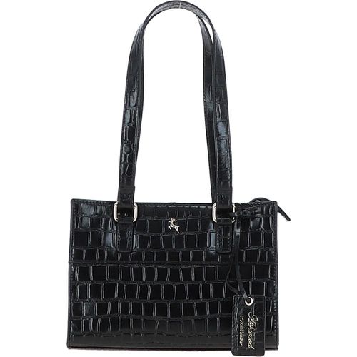 Apos;Glamour&apos; Croc Embossed Leather Shoulder Handbag: 63788 Black/croc NA - Ashwood Handbags - Modalova