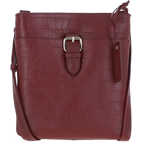 Tab Zip Top Croc Print Real Leather Crossbody Bag Burgundy NA - Ashwood Handbags - Modalova