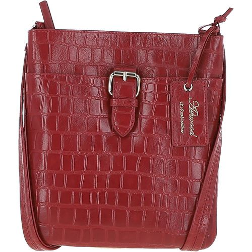 Tab Zip Top Croc Print Real Leather Crossbody Bag Red NA - Ashwood Handbags - Modalova