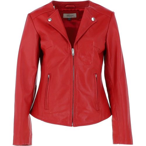 Apos;MB&apos; Real Leather Fashion Biker Jacket: MB139 Red 20 - Ashwood Handbags - Modalova