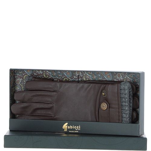 Soft Lambskin Real Leather Fleece Lining Gloves: GB-525 Brown/grey S/M - Ashwood Handbags - Modalova